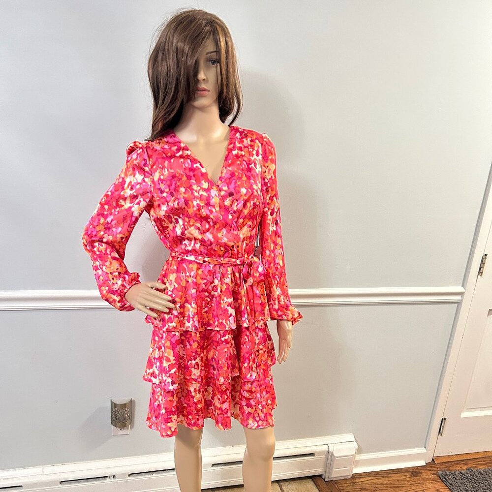 Nicole Miller Pink Satin Floral Dress NWT Size S